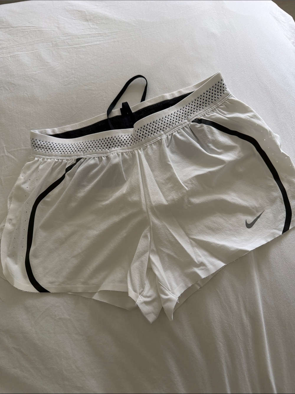 Nike White Athletic Shorts with Black Trim
